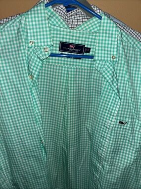 Vineyard Vines Mint Green Gingham Button-Down Shirt